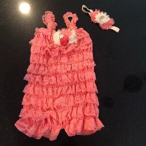 Ruffle jumpsuit with headband